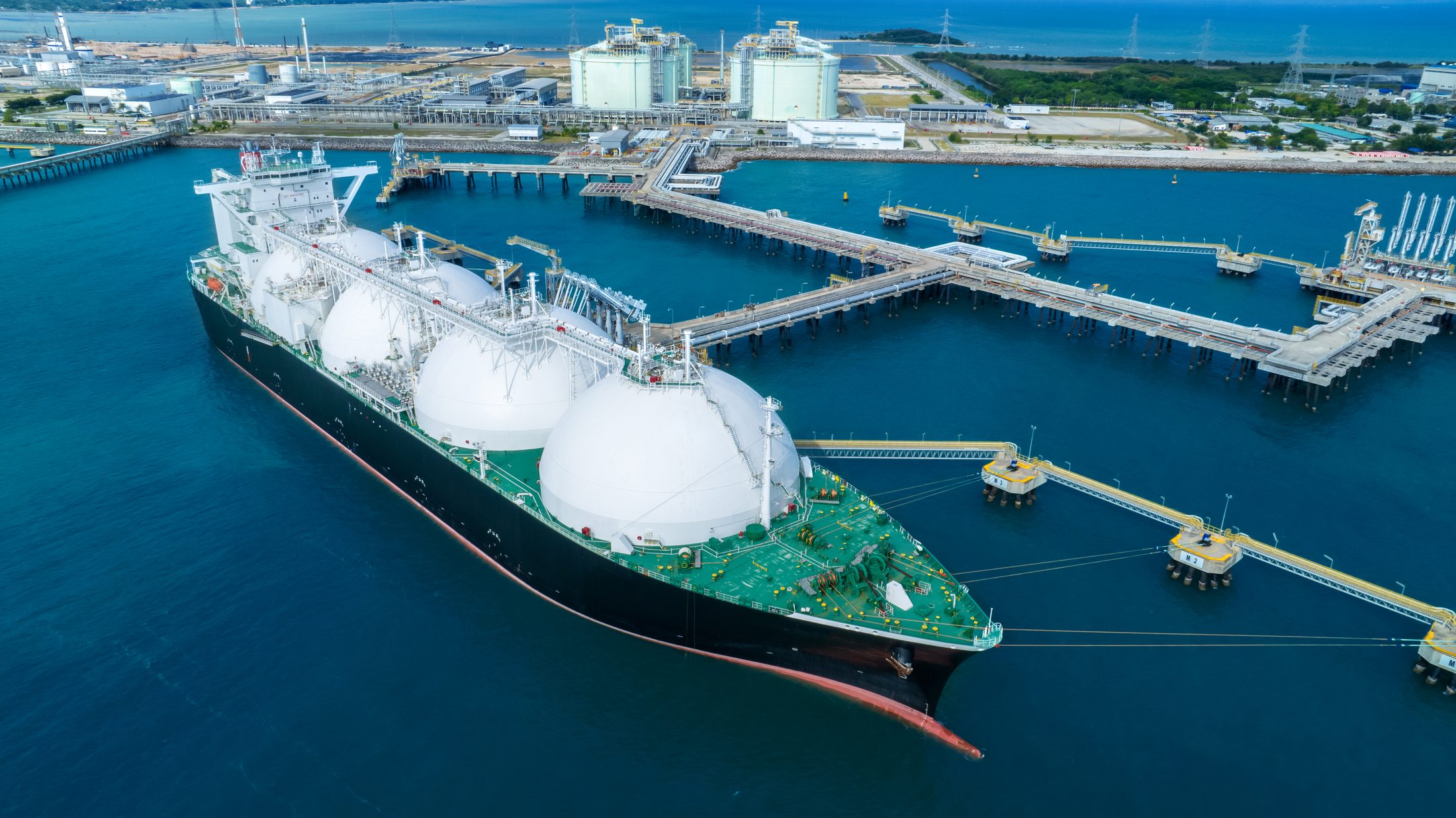LNG carrier at an export terminal